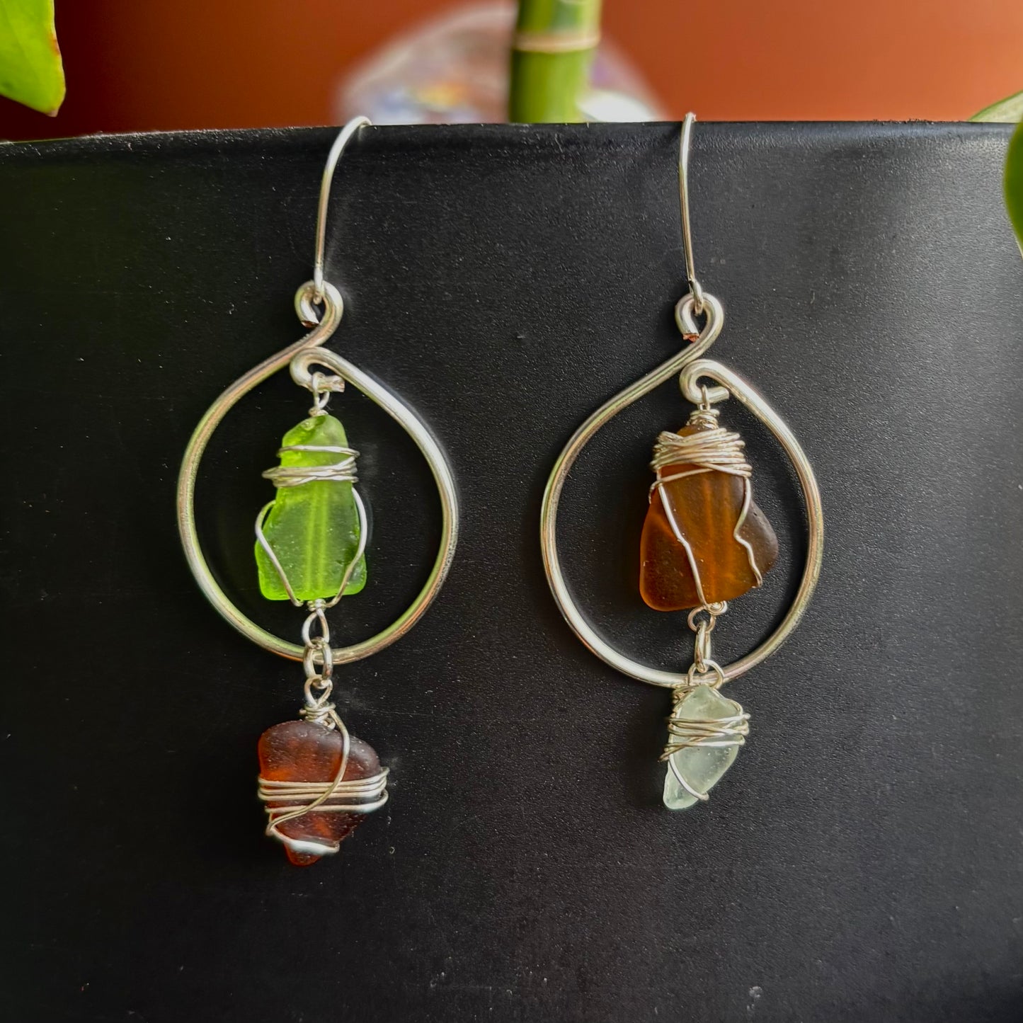 Sea Glass Hoops